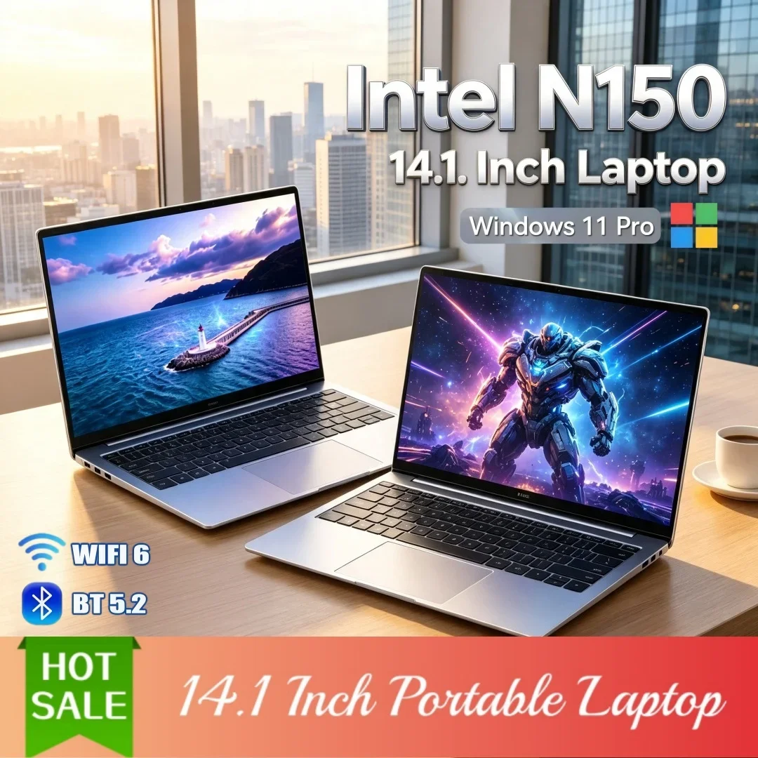 Intel Core N150 New 14.1 Ultra Slim Portable Laptop 1920*1080 HD 16GB/32GB 1TB/2TB Windows11 Home Office Study Computer PC
