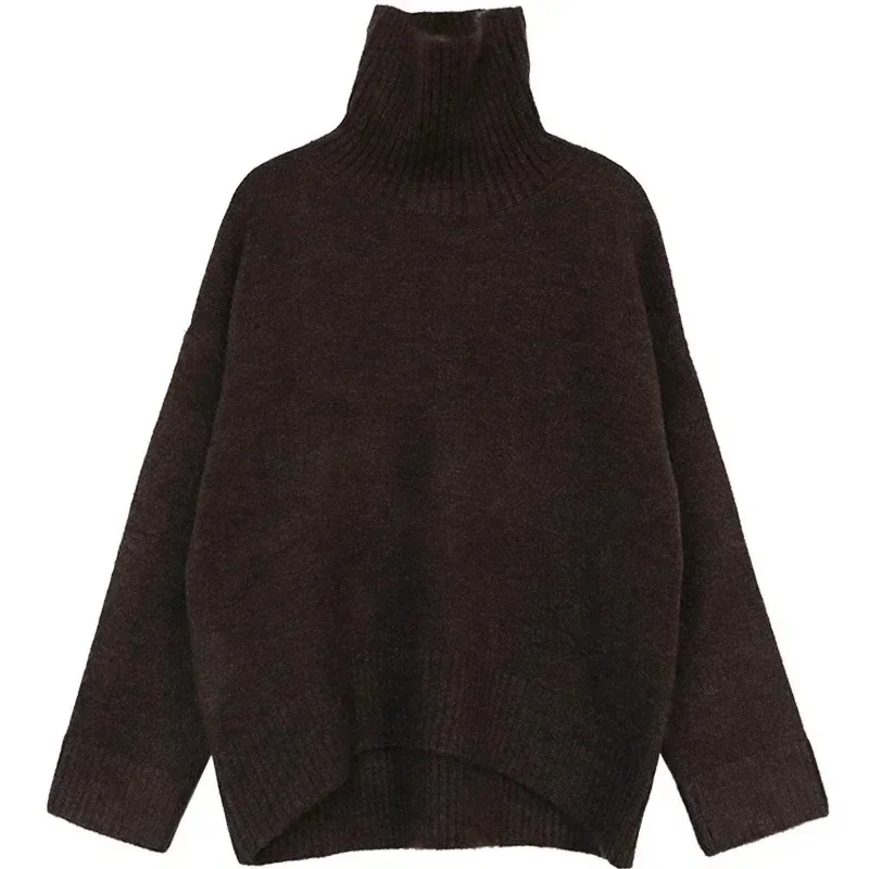 

Korean Women's Sweater Loose Turtleneck Sweaters Warm Solid Pullover Knitwear Basic Female Tops Autumn Winter 2024