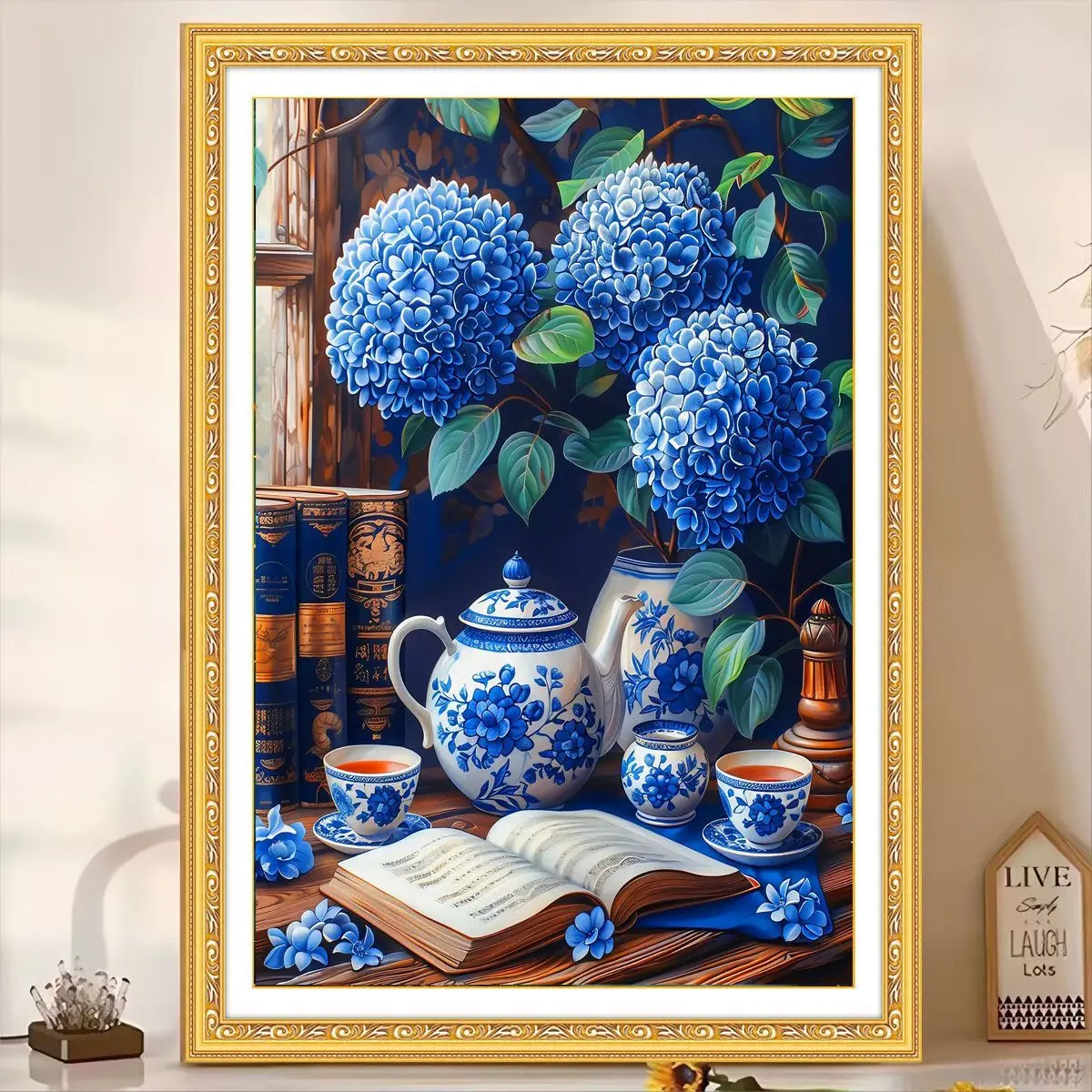 11CT 9CT Blue Flowers Book Embroidery DIY Chinese Style Printed Kits Cross Stitch Thread Needlework Sets Home Decor Crafts