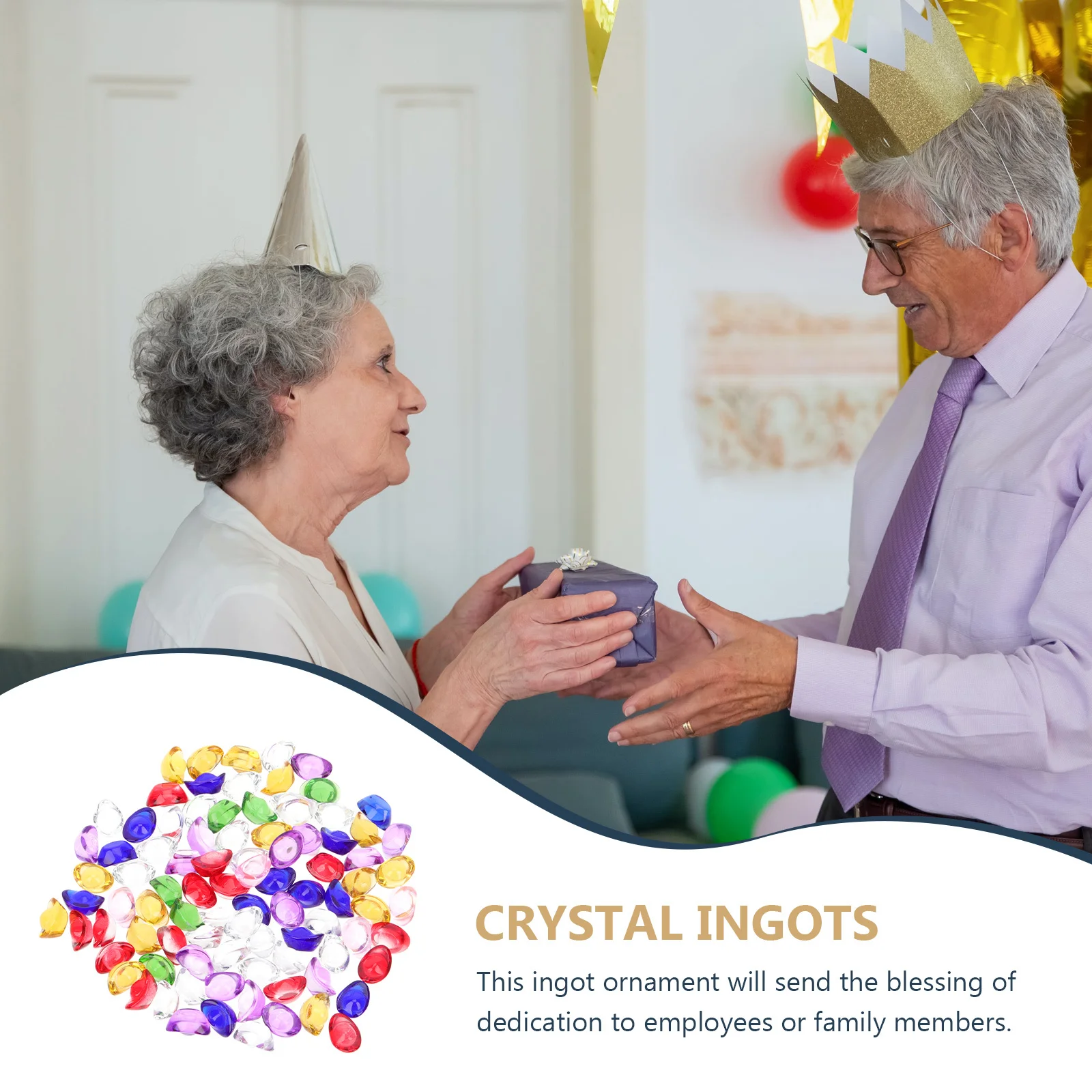 

1Set Crystal Yuan Bao Statues Feng Shui Ornaments Wealth Luck Home Office Decoration Crystal Golden Ingots Yuan Bao Statues