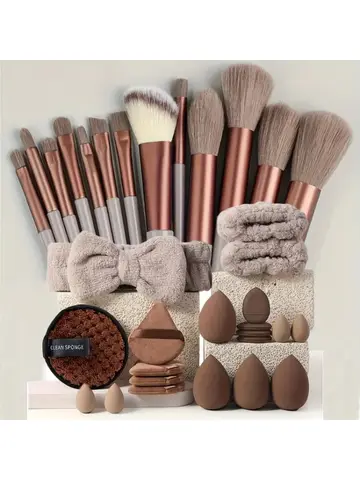13/33pcs beauty set makeup kit  large and small beauty sponges for flawless makeup application and removal of makeup full set