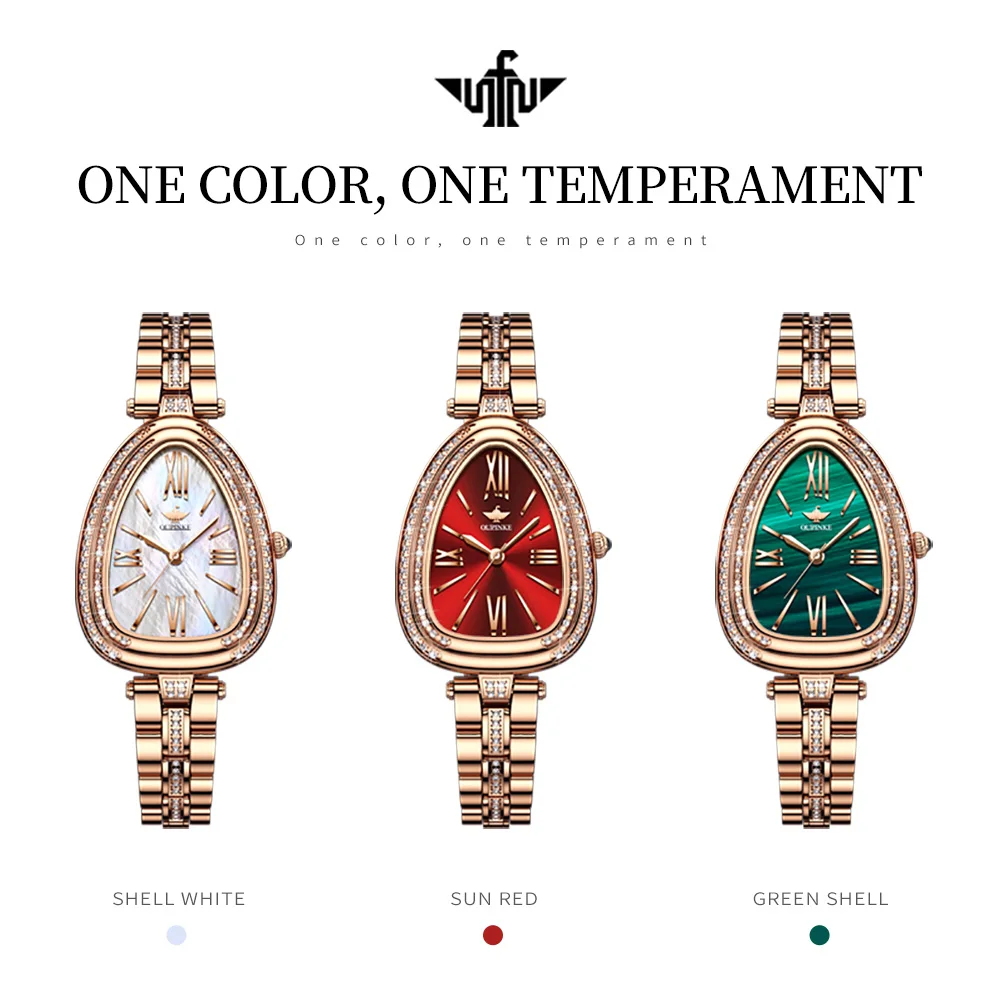 OUPINKE 3192 Women Watch Luxury Brand Automatic Mechanical Stainless Steel Waterproof Watches For Women Triangular Dial Gift