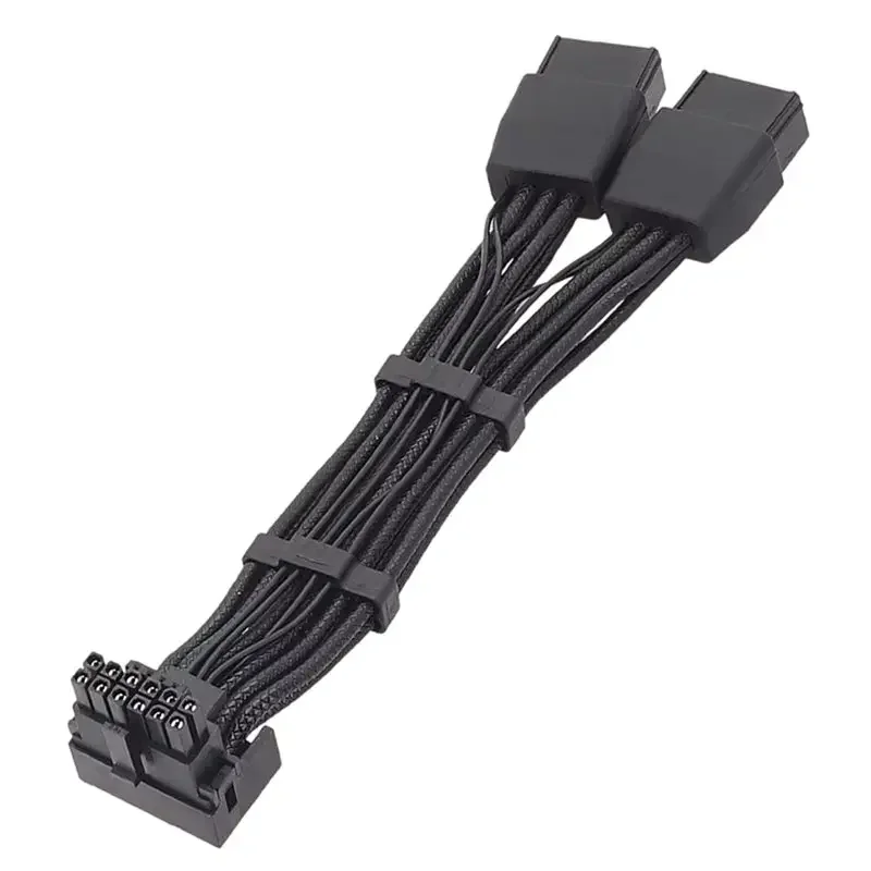 T43C-NEW GPU RTX4090 RTX4080 Series 16AWG 2X8pin PCI-E 16Pin (12+4) PCI-E 5.0 12VHPWR Connector 90-Degree Elbow