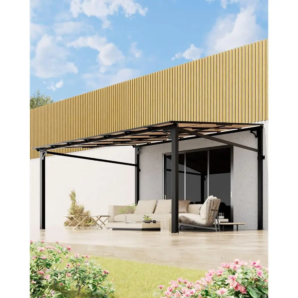 

Беседка-пергола 10х12 футов с жесткой крышей и поликарбонатным навесом, для установки на стену, для патио, двора и вечеринок