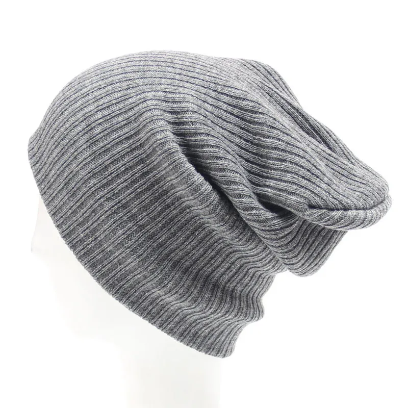 Stretchy Plain Knitted Hat Women Beanies Solid Skull Cap Winter Keep Warm Dark Green Grey Blue Black