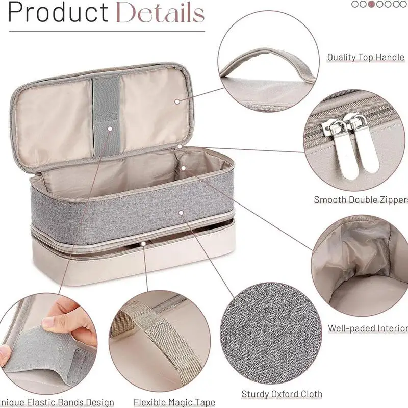 حقيبة سفر مجفف الشعر مزدوجة الطبقات ، حقيبة تخزين مجفف النفخ ، منظم حقيبة يد ، حقيبة أدوات تصفيف الشعر