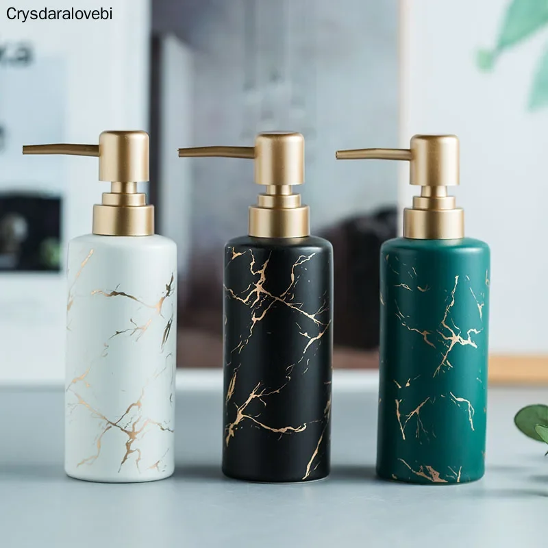 Marble Texture Ceramic Lotion Bottle Liquid Soap Dispenser Bathroom Sub-bottling Shampoo Shower Gel Hand Sanitizer Ceramic Bottl