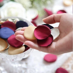 Bolsa de pétalos de rosa de seda para niña, cesta de flores de color burdeos, pasillo, mesa de cena, centros de mesa, accesorios de fiesta, 100 unids/lote