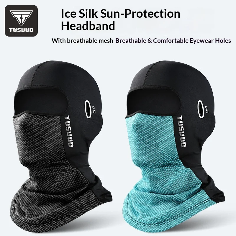 Sports Equipment Sun Protection Ice Silk Headband Face Mask for Men, Summer Motorcycle Helmet Liner, Fishing Riding Face
