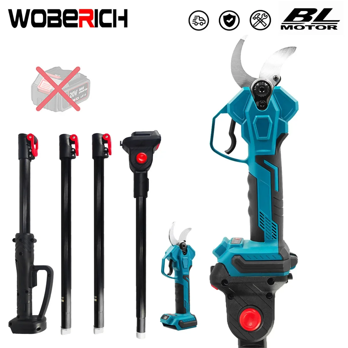 

Extension Pole Brushless Cordless Electric scissors Efficient Fruit Tree Bonsai Pruning Branche Cutter 4 Gear(No battery)