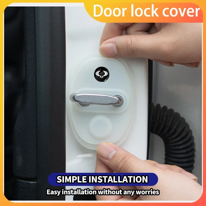 

4PCS Car Door Lock Cover Case Accessories For Ssangyong Rexton 2 Tivolan Musso Tivoli Kyron Actyon Sport Korando Tivoli Car