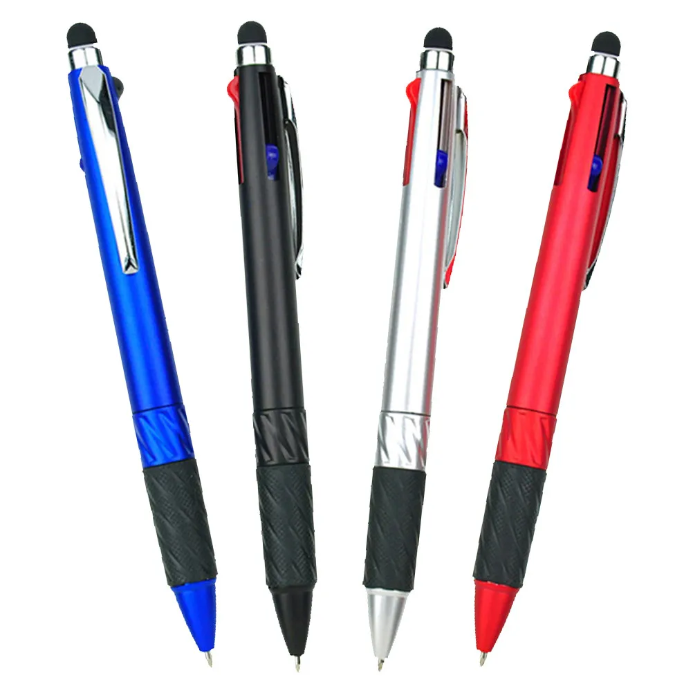

4Pcs Touch Screen Ballpoint Pens Multipurpose 3 Color Creative Rotation Smooth Writing Meeting School Office Conference Pens