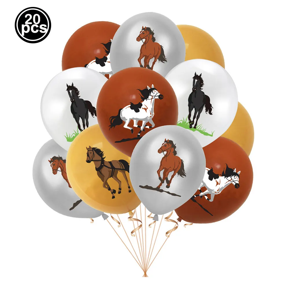 Pferd Geburtstag Party Dekorationen Derby Racing Pferd Banner Luftballons Kuchen Topper für Hochzeit Baby Dusche Cowboy Party Supplies – Detail 2