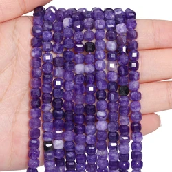 5/7mm AAA Faceted Cube Natural Stone Amethyst Beads Purple Square Spacer Beads For Jewelry Making DIY Bracelets Accessories
