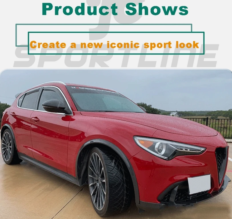 Carbon Fiber Car Wheel Eyebrow Arch Trim Lips Fender Flares Protector for  Stelvio 2017-2019