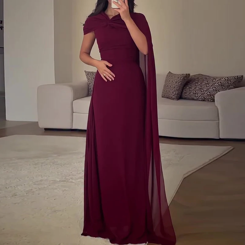 

Элегантное приталенное платье для вечеринок, повседневное однотонное платье с лоскутным дизайном, для работы, 2026, шифоновое, с высокой талией, летнее длинное платье