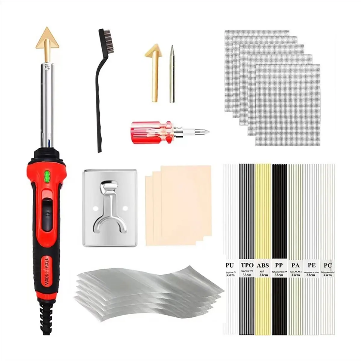 【Home-Accessories】100W Plastic Welding Kit Electric Soldering Iron Household Welding Tools Automobile Bumper Maintenance Tools