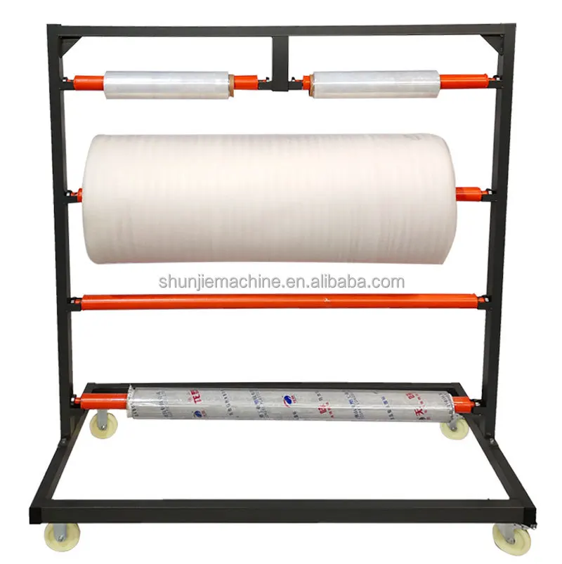 

Hot Sale Membrane Placing Trolley Gasket Roller Packaging Film Rack Workshop Transport Cart Stretch Film 4 Layers Dolly