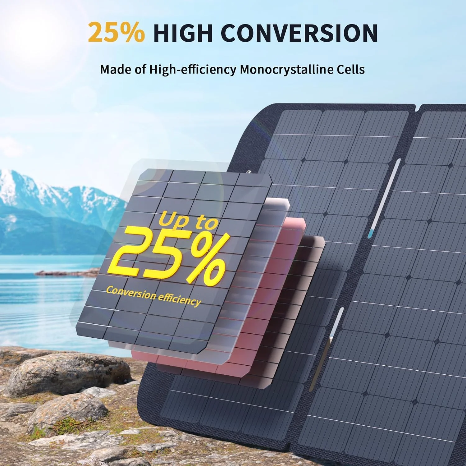 VTOMAN VS400 400W 43V Foldable Solar Panel, 25% High Efficiency, IP67 Waterproof with Adjustable Kickstands & MC4/Anderson/XT60/XT90/DC5521 Adapters, Off-Grid Power for Camping & Home Backup