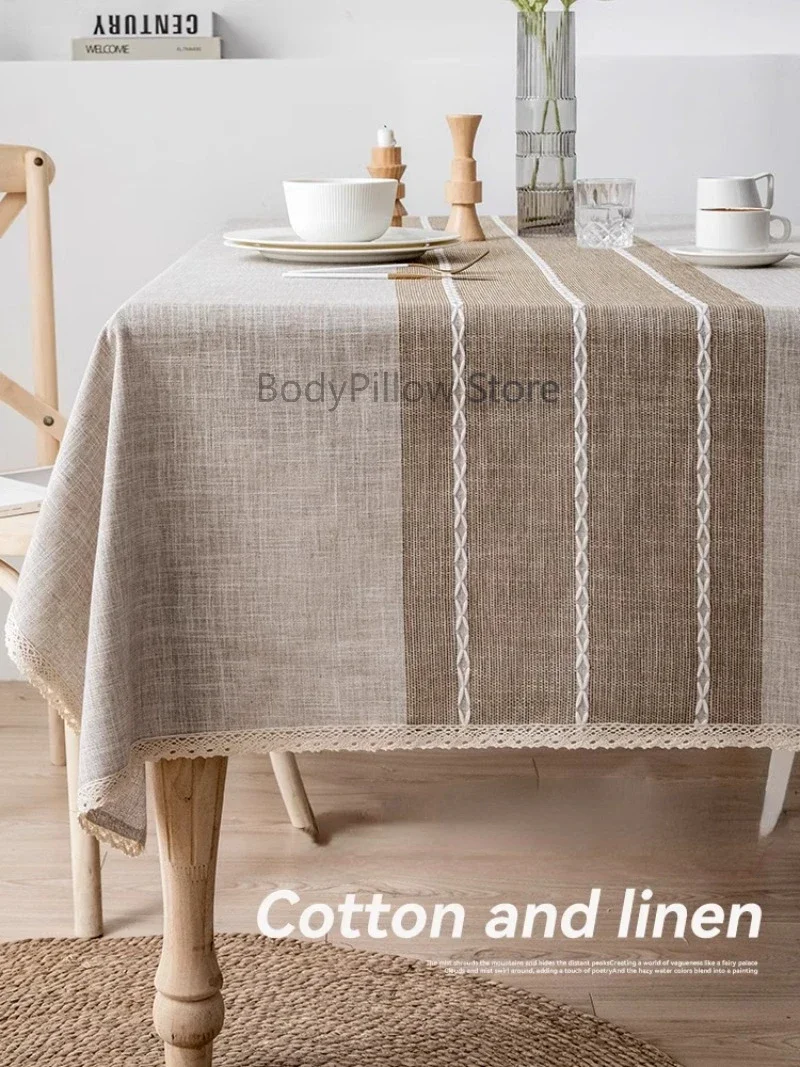 

Simple Natural Cotton Linen Tablecloth Table Mat Tea Table Cloth Rectangular Custom Light Luxury Senior Sense Tablecloth