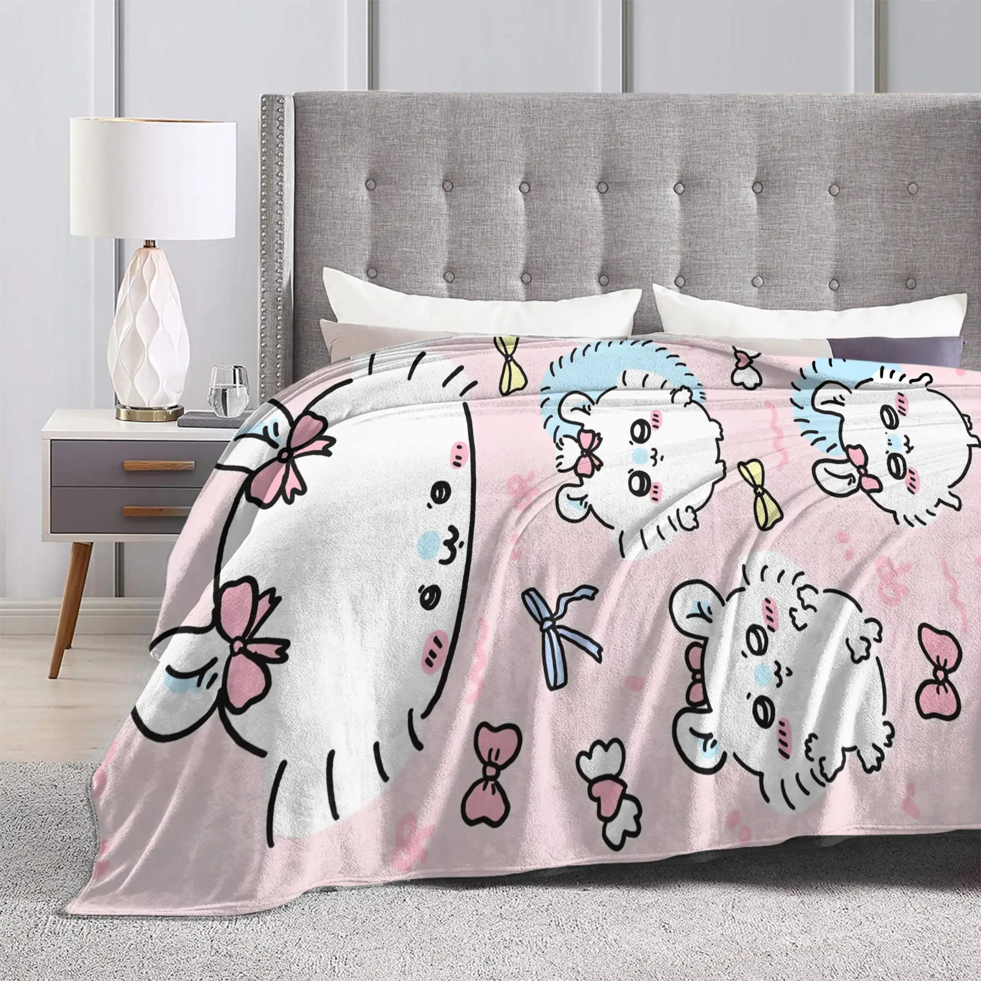 Chiikawa Momonga البطانيات Kawaii الكرتون غامض الجدة لينة رمي بطانية للسرير أريكة النسيج ديكور