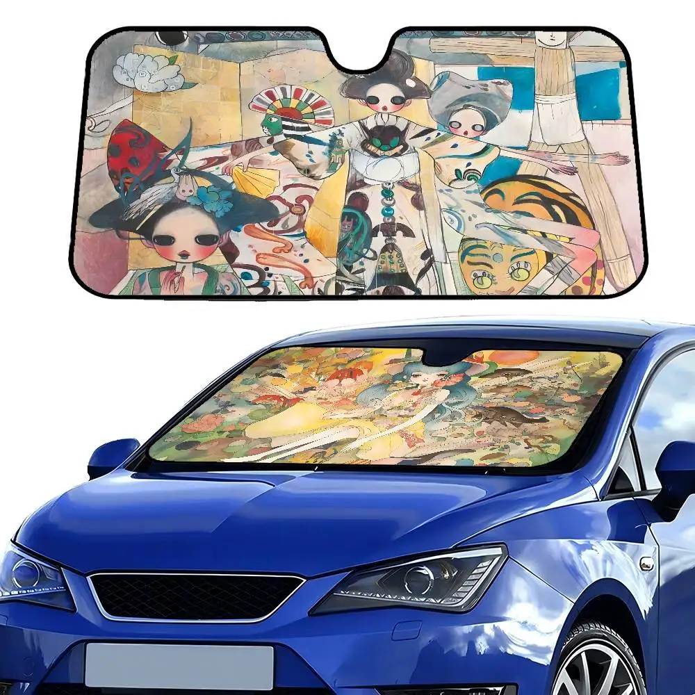 A-Aya T-Takano حماية شمسية للسيارة زجاج أمامي ساخن ظلة نافذة السيارة غطاء الزجاج الأمامي ظل الشمس حاجب الشمس التلقائي