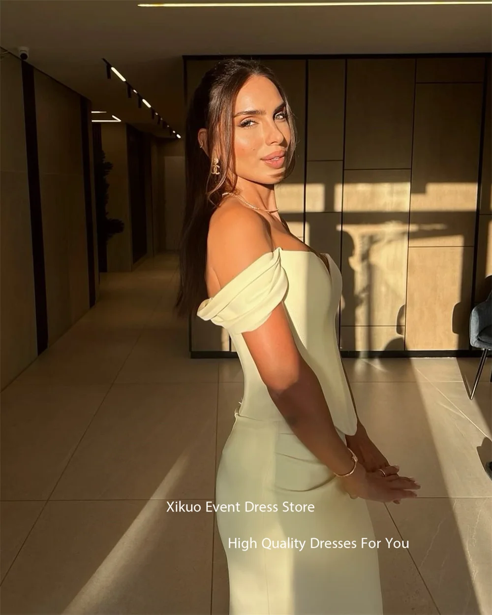 Xikuo Vintage Mermaid Evening Dresses Off The Shoulder Vestidos De Festa Sweethear Satin Floor Length Party Prom Gown Customized