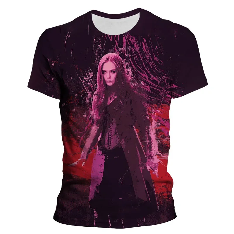 Summer T-shirt Harajuku Fashion Marvel The Avengers Wanda Scarlet Witch T Shirt Teen\'s Woman Leisure Streetwear Harajuku Tshirt