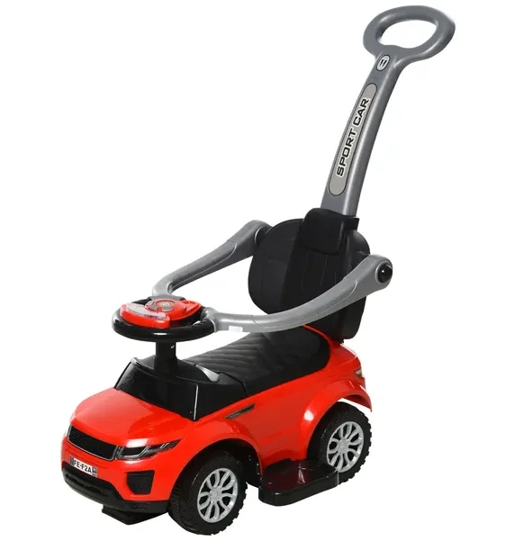 عربة ركوب السيارة 3 في 1 من Aosom Kids، لعبة المشي المنزلقة مع شريط آمن للموسيقى الخفيفة للأولاد والبنات بعمر 1-3 سنوات