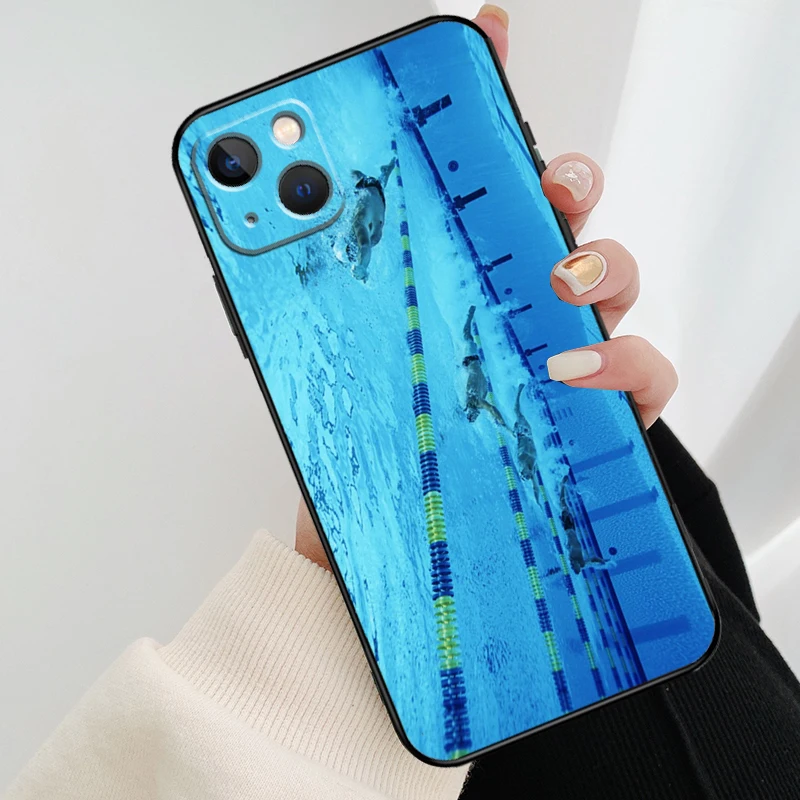 Swimming Pool Water Phone Case For iPhone 13 12 11 14 Pro Max Mini X XR XS Max 6S 7 8 Plus Shockproof Soft Case