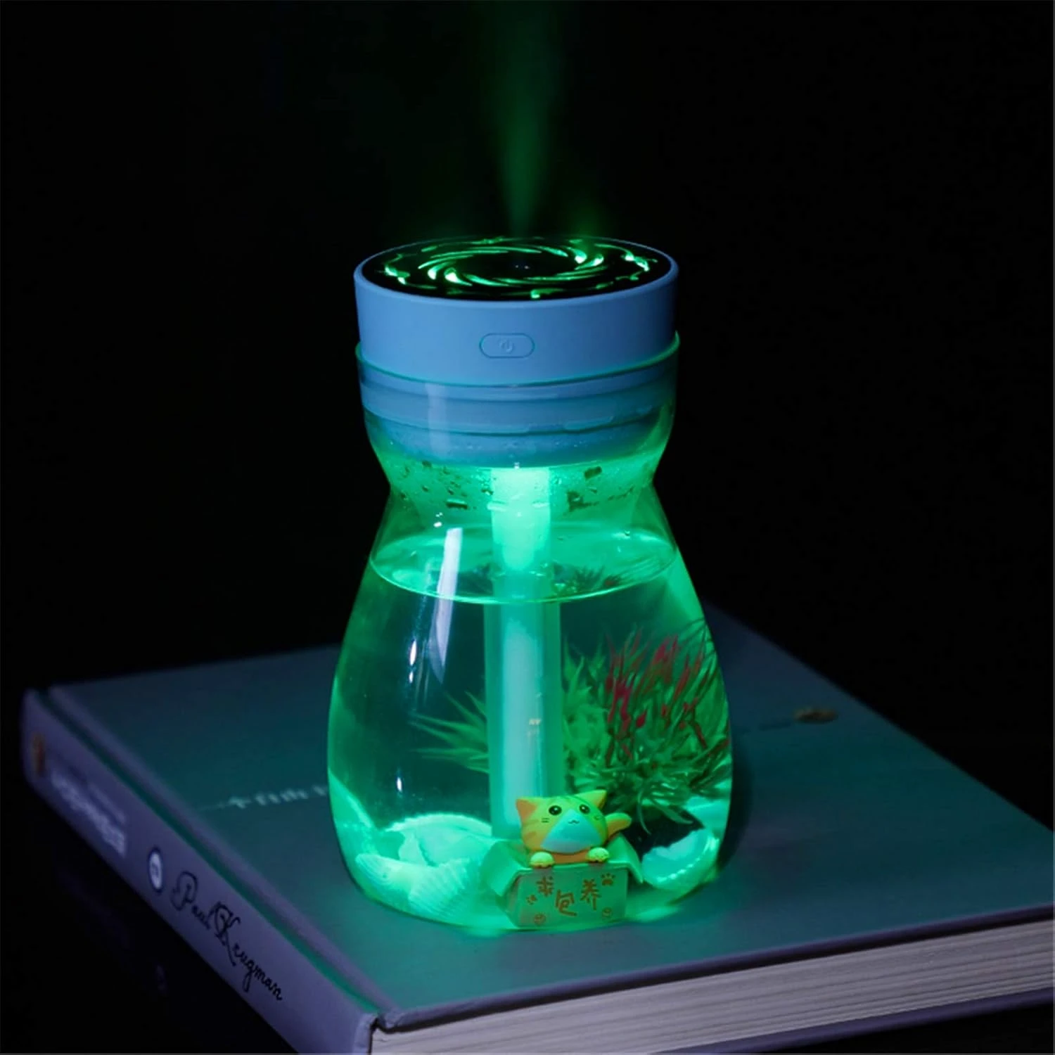 Mini umidificatore personale blu carino - Piccolo umidificatore domestico portatile a nebbia fredda con micro paesaggio per scrivania da ufficio e camera da letto per bambini