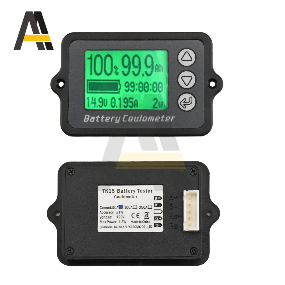 DC 8V-80V 50A Battery Coulometer Precision Vehicle Battery Tester TK15 Electric Quantity Display Monitor for Electric Car