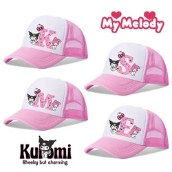 Sanrio Kids Baseball Cap Girls Kawaii Summer Sun Hat Kuromi Melody Printed Regulowane czapki z daszkiem Oddychające czapki codzienne Prezenty