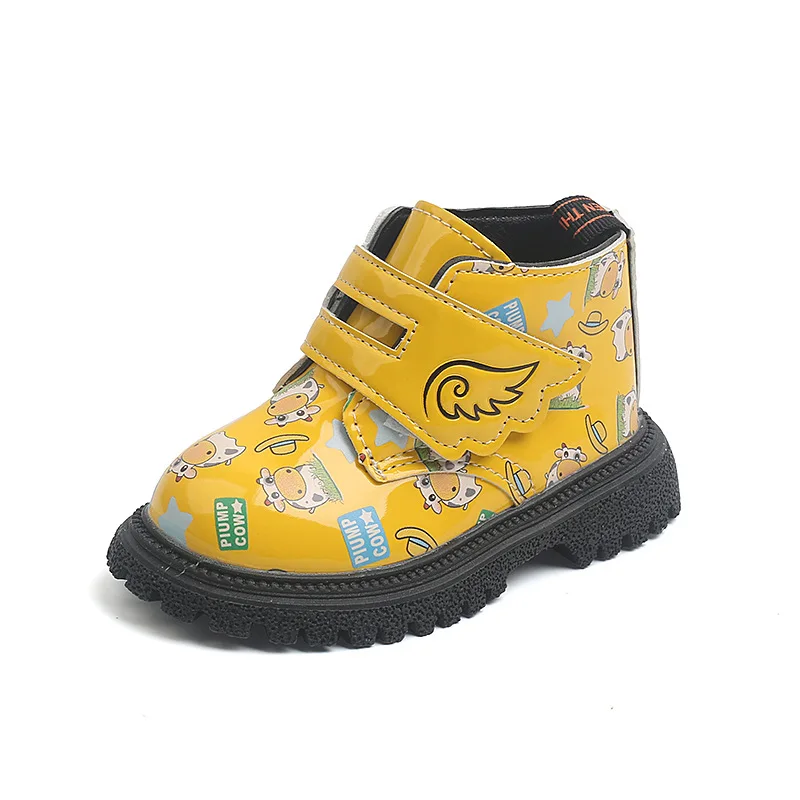 Zapatos-Bottes en cuir coordonnantes à semelle souple pour enfants, botte de rinçage pour enfants, chaussures à la mode pour garçons et filles, chaussures simples pour enfants, plate-forme de nialisation, automne