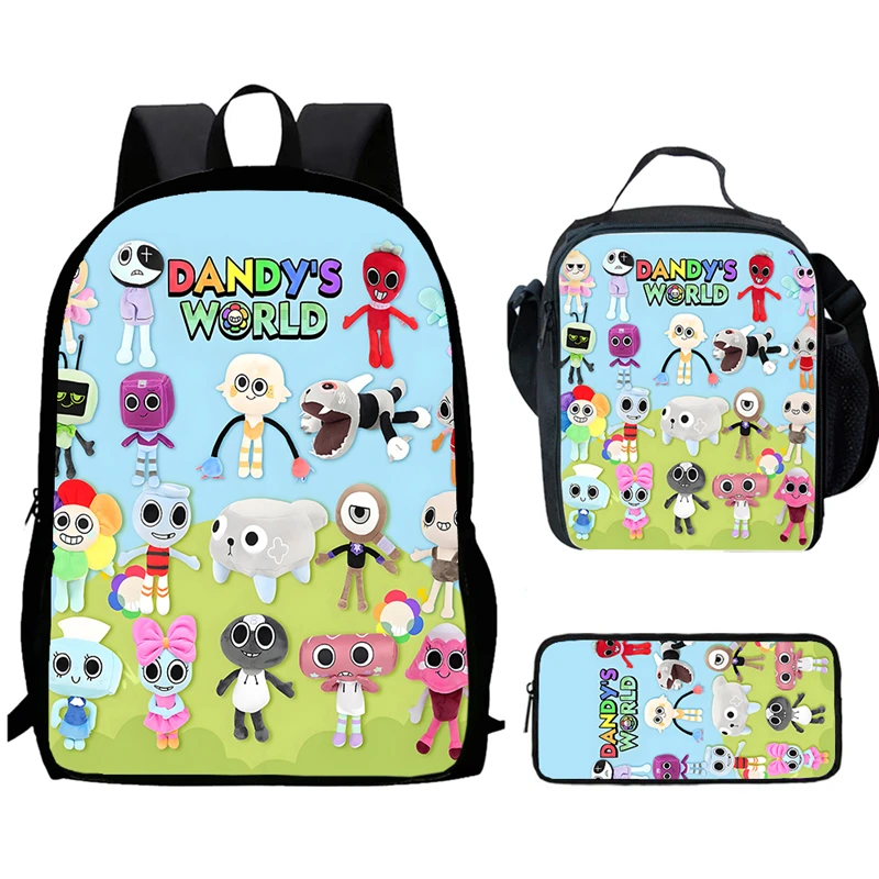 Cartoon Dandy Printed Child School Backpack With Lunch Bags Pencil Bags For Age 4-10,Light Weight School Bags For Boys Girls