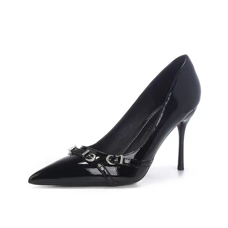 

Сплошной цвет, элегантные женские туфли-лодочки на высоком каблуке во французском стиле, новинка 2026, на шпильке с острым носком, идеально подходят с платьями