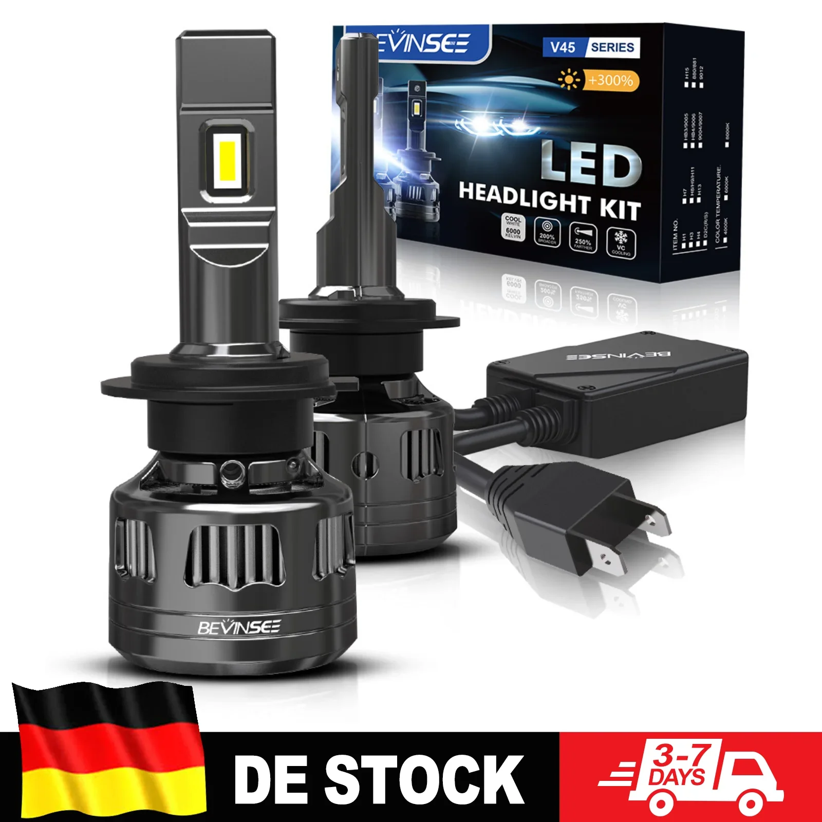 BEVINSEE H7 H4 H1 9012 HIR2 LED Auto-Scheinwerferlampen CANBUS H11 H8 H9 9005 HB3 9006 HB4 LED Auto-Nebelscheinwerfer 120W 22000LM Hochleistungs-Superhelle 6000K Turbofan 12V