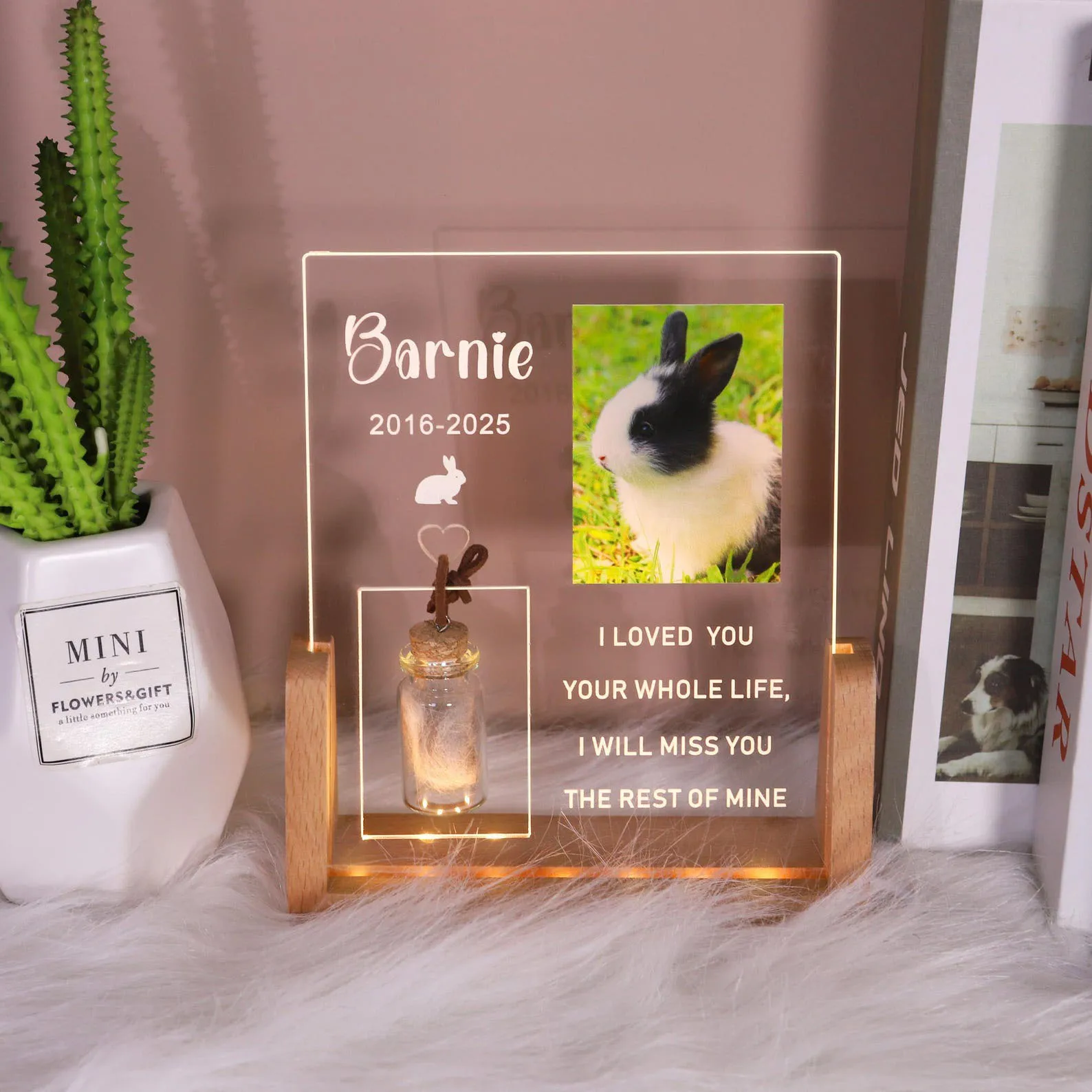 Custom Pet Memorial Night Light Personalized Photo Name Acrylic LED Plaque Dog Cat Loss Sympathy Remembrance Gift