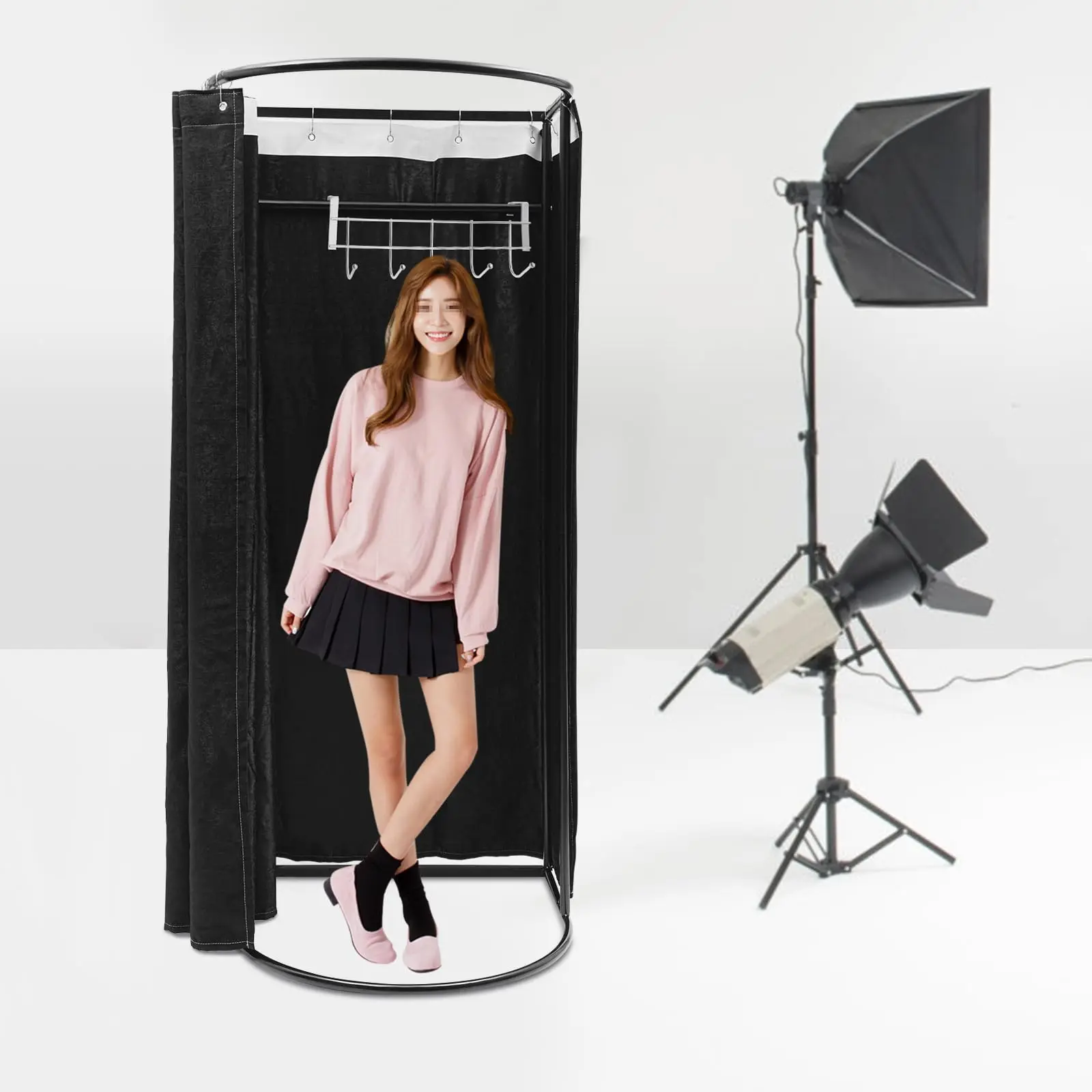 غرفة تركيب محمولة مع ستارة تظليل، غرفة تركيب متجر الملابس الحديثة، خيمة تزيين الخصوصية المؤقتة القابلة للإزالة للداخلية