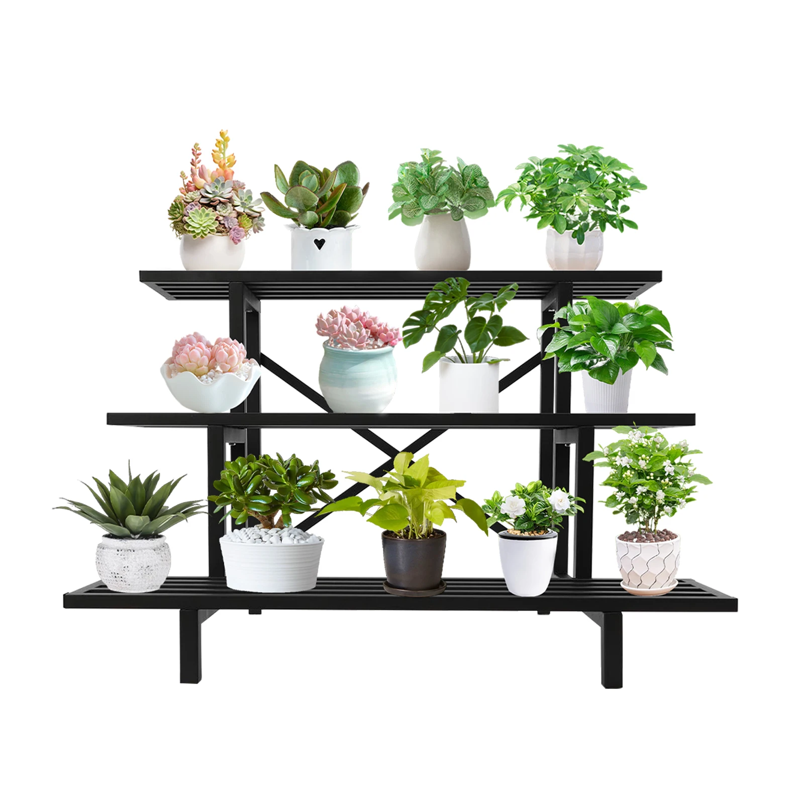 

Plant Shelves 3-tier Metal Plant Stand Rack Indoor Outdoor Planter Display Organizer 35.03*25.98*24.45in