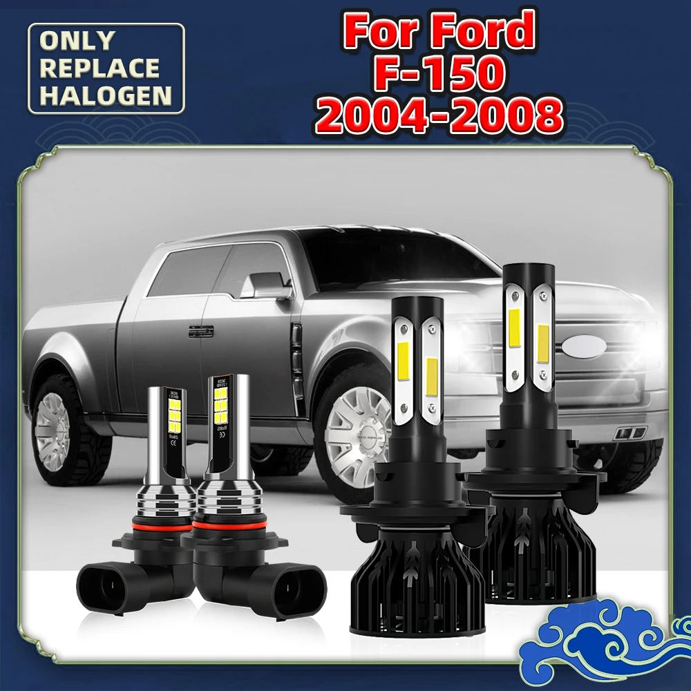 

LED Car Hi/Lo Beam 360° Headlights + White 6000K Auto Fog Lamps For Ford F-150 2004 - 2008 2007 2006 2005 Replace 12V Luces Kit