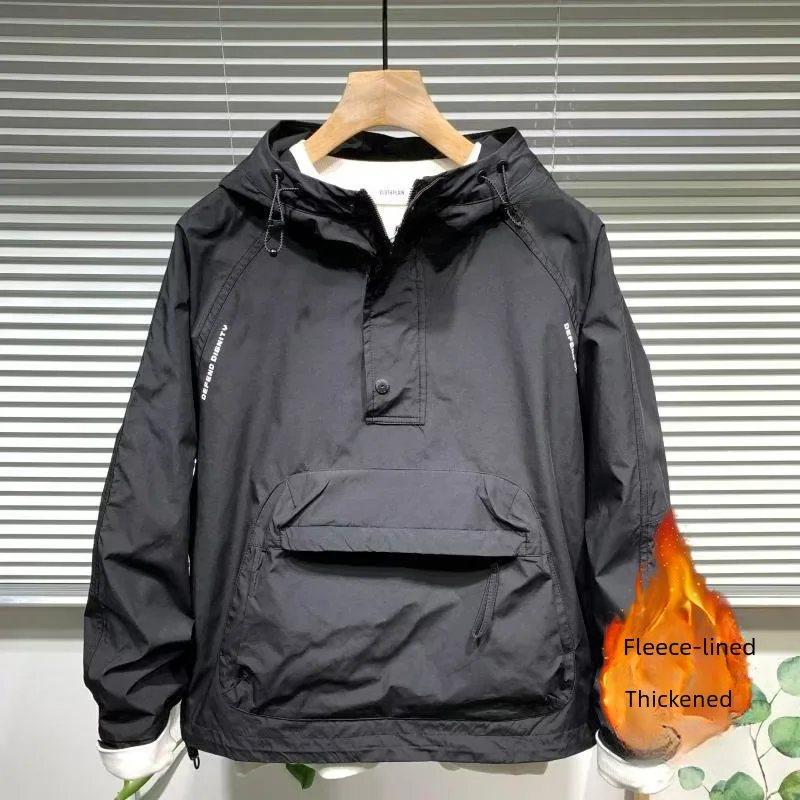 

Spring Season Men Workwear Large Pull-on Hat Clip-on Chest Bag Cover Headwear Casual Loose Jacket Trendy
