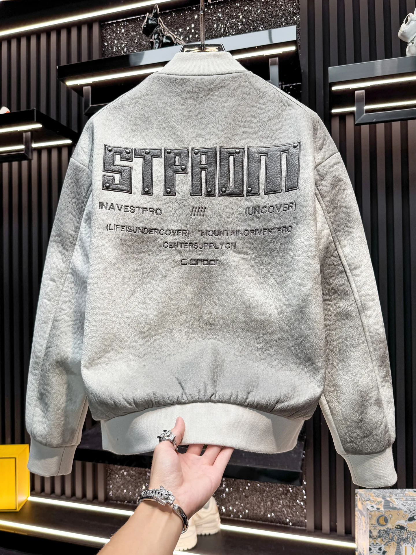 

Мужская бейсбольная куртка Ele с вышивкой и эффектом тай-дай, повседневная верхняя одежда, весна-осень, модный бренд, свободный крой, полиэстер