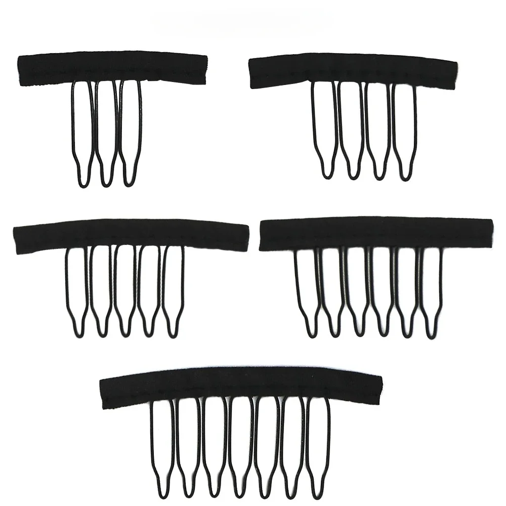 10Pcs/Lot Big 3-7 Teeth Black Wig Combs for Wig Caps Hair Clips Factory Supply Wig Clips for Hair Extensions Best Clips for Wigs