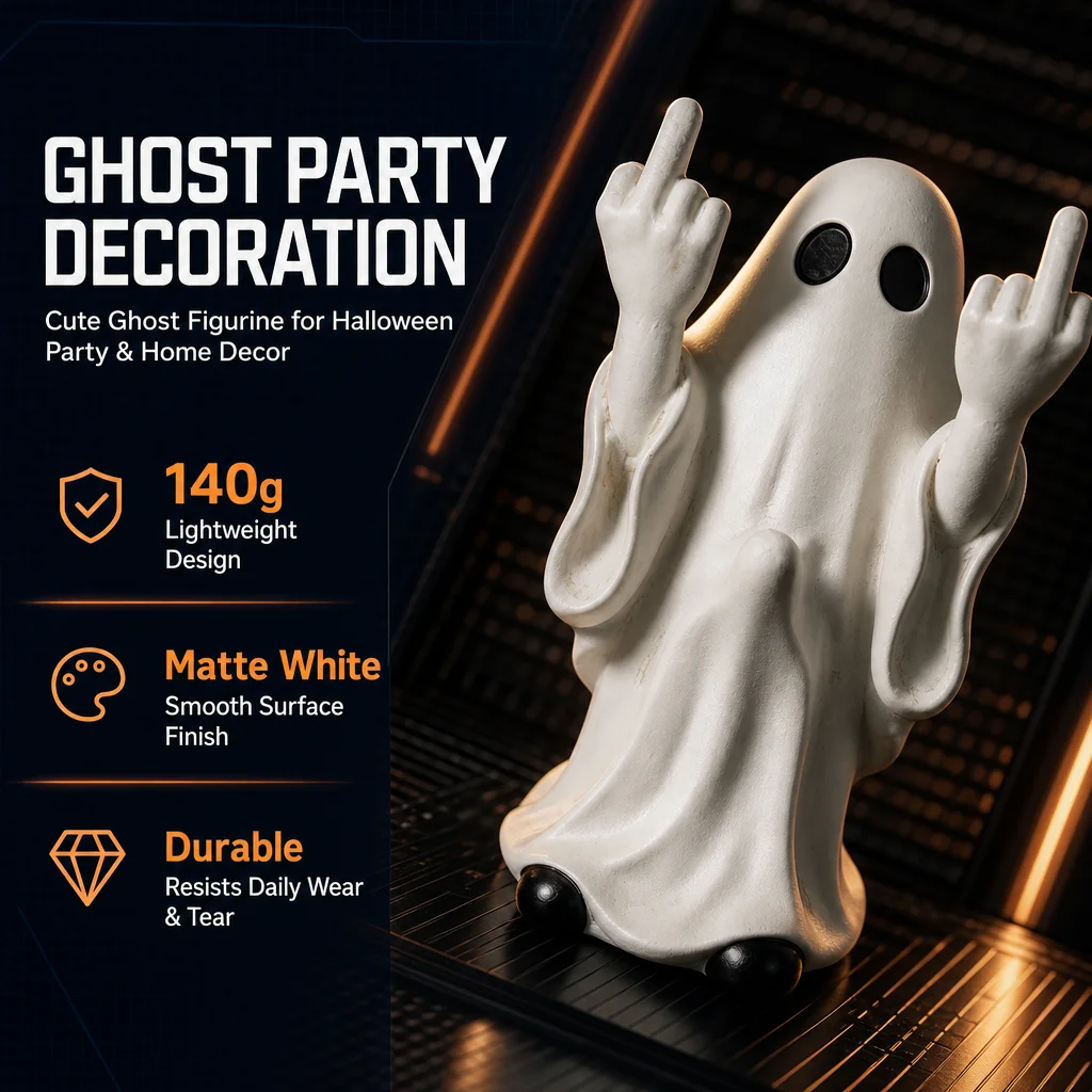 2026 Halloween Decor Ornament Creative Middle Finger Ghost Resin Sculpture Desk Dining Table Cabinet Fireplace Decor Accessory view 5