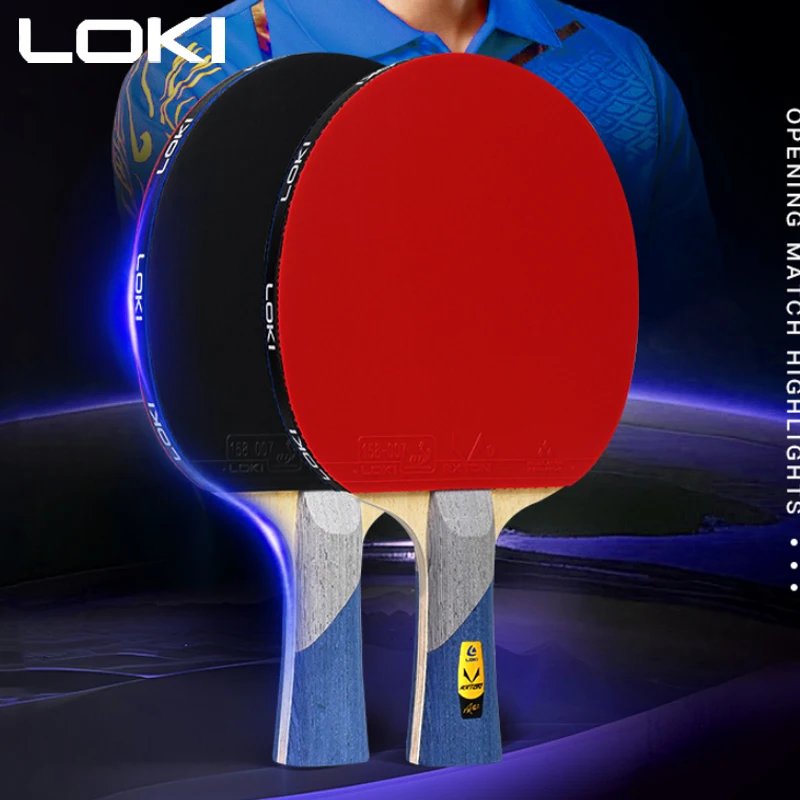 LOKI R6 7-Ply مضرب تنس الطاولة 5 الخشب 2 ألياف الكربون مضرب مسبقة الصنع مع RXTON5 تنس الطاولة المطاط ITTF مضرب تنس الطاولة