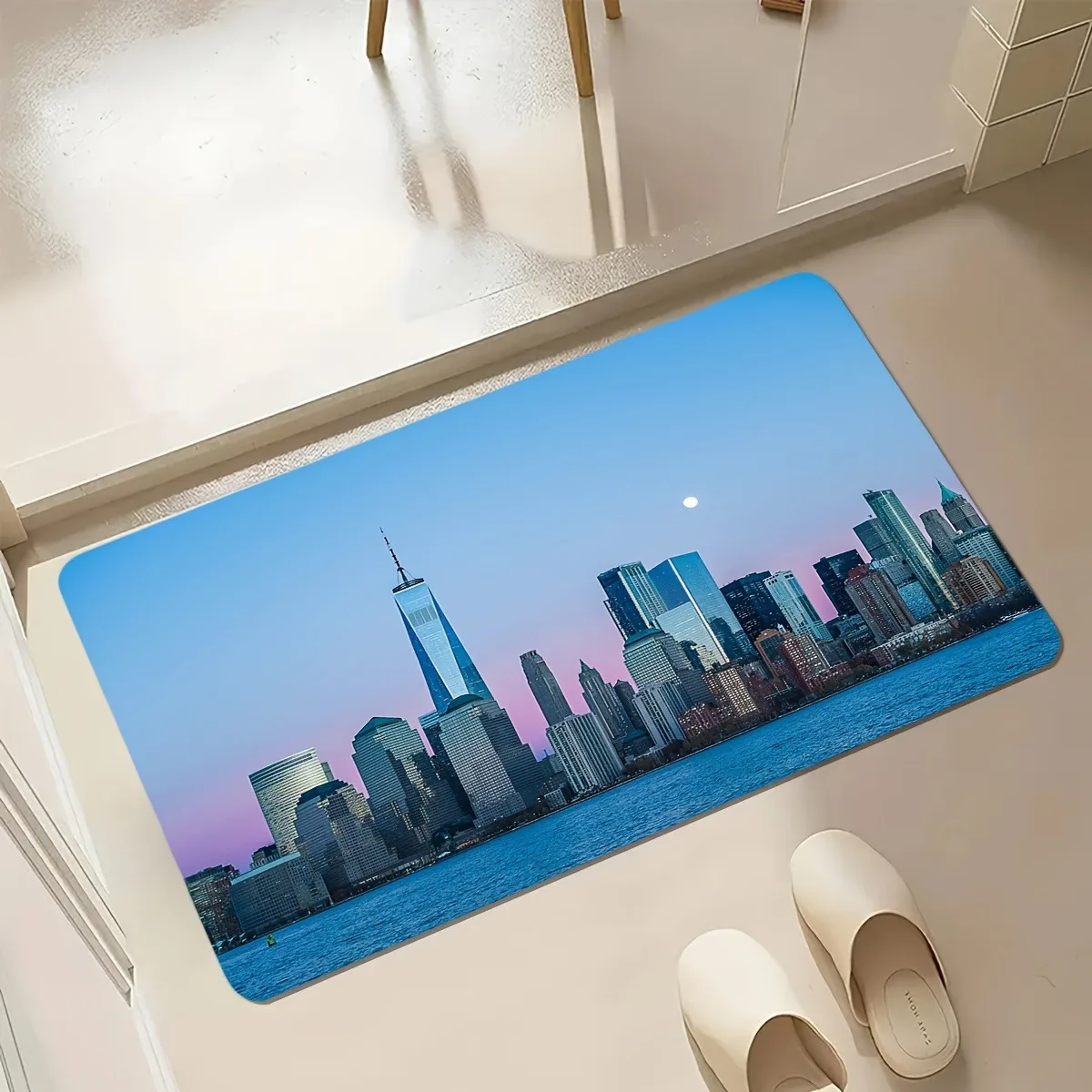 

1PC Metropolitan Skyline Kitchen Rug Non-Slip Door Mat Pop design Bathroom Rug Bath Mat Carpet for Home Sink Laundry Decor