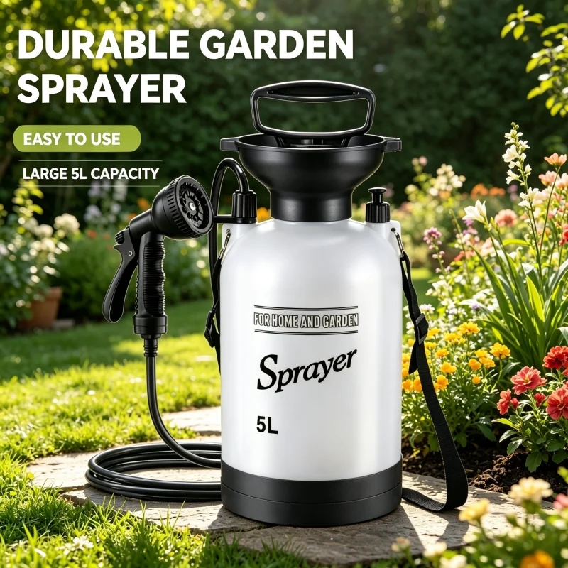 

5L Manual Pressurized Sprayer Portable Outdoor Camping Shower with Adjustable Nozzle for Garden Watering Pet Bath Car Washing