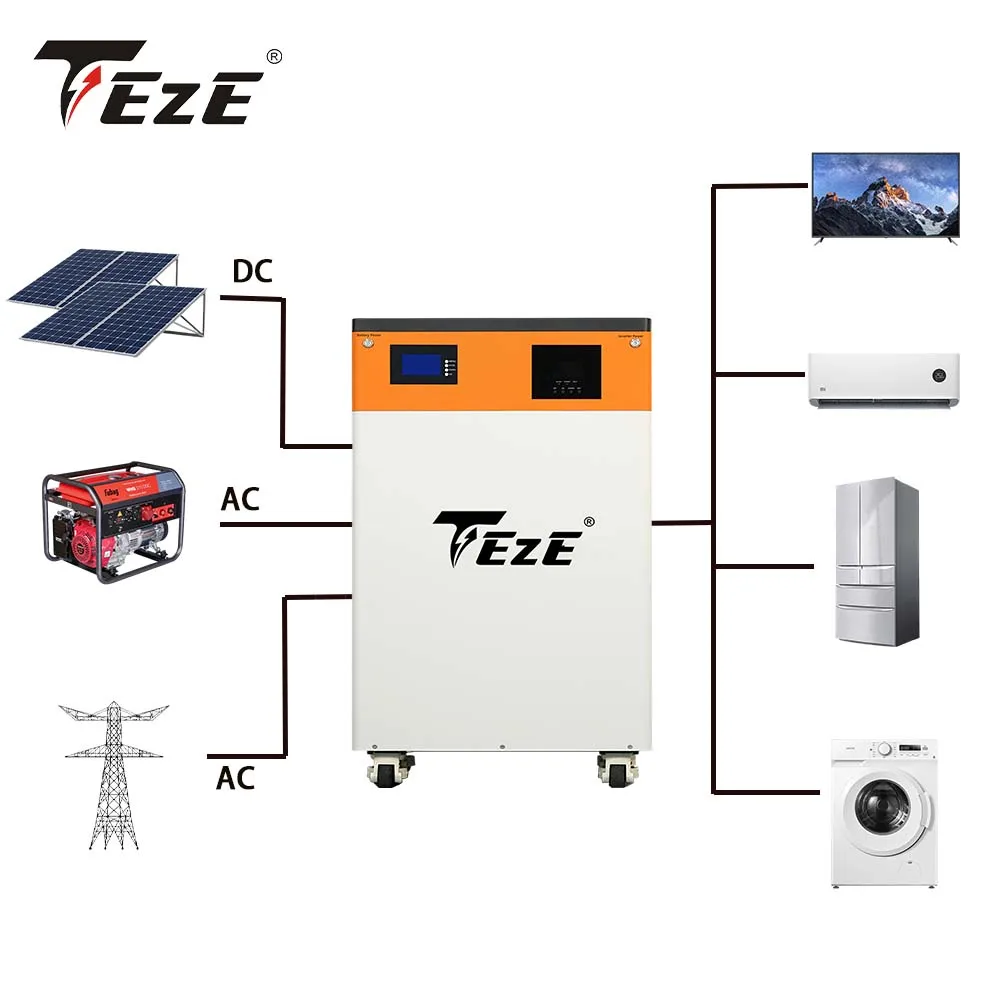 TEZE 51.2V 150AH 7.5KWH Powerwall With 5KW Inverter All-in-One Solar Power Energy Storage LifePo4 Battery Built-in BMS