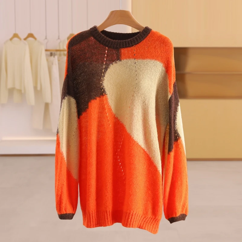Loose Fit Faionable Floral Knitwear round Ne Sweater Versatile Women's Winter Casual Sle Comfortable Warm Long Sve